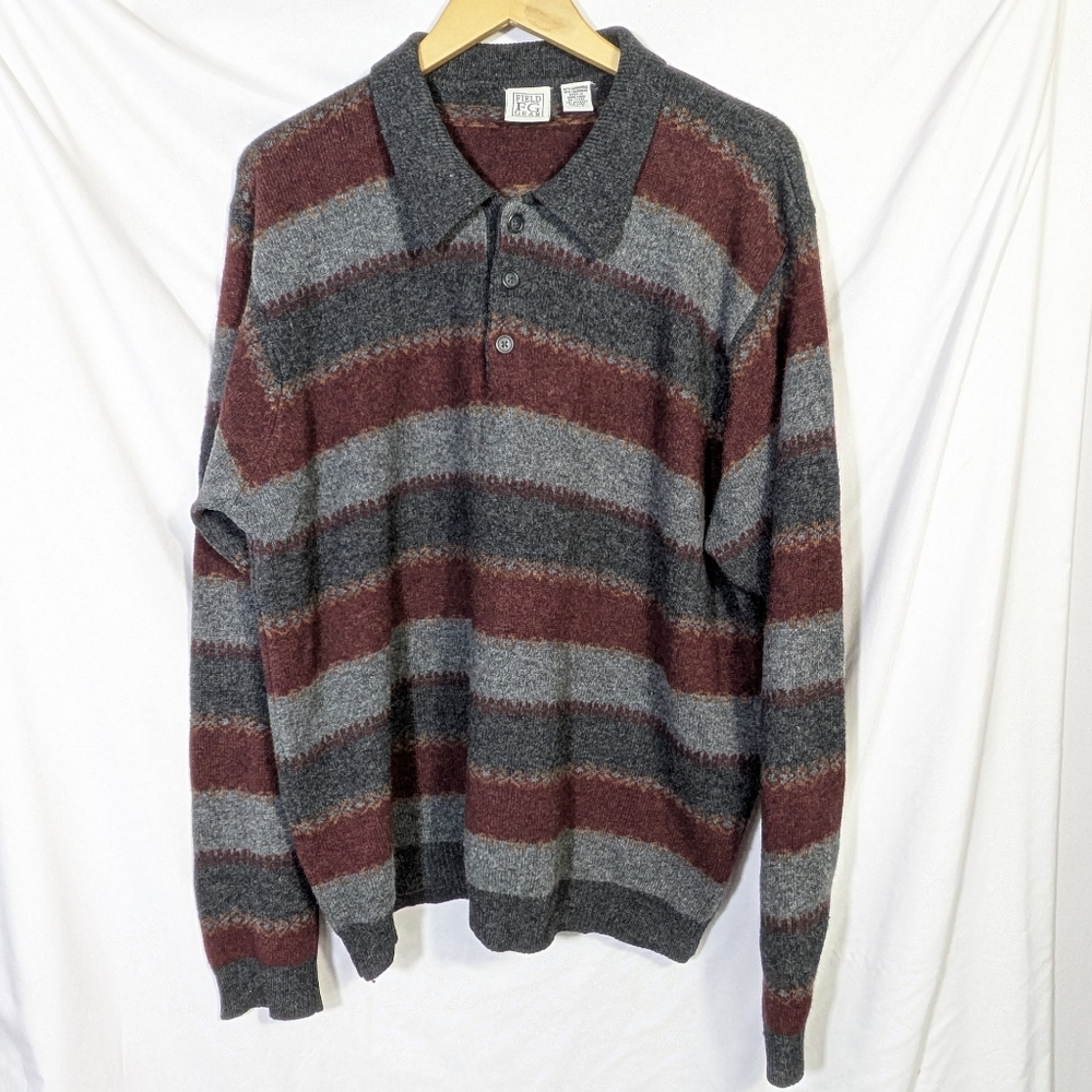 Vntg Field Gear Men's Wool‎  Cashmere Blend Polo Style Sweater Winter Warm XXLT